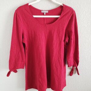 Habitat Woman Size S Red Cotton Tunic with Sleeve Cuff Ties and High Low Hem